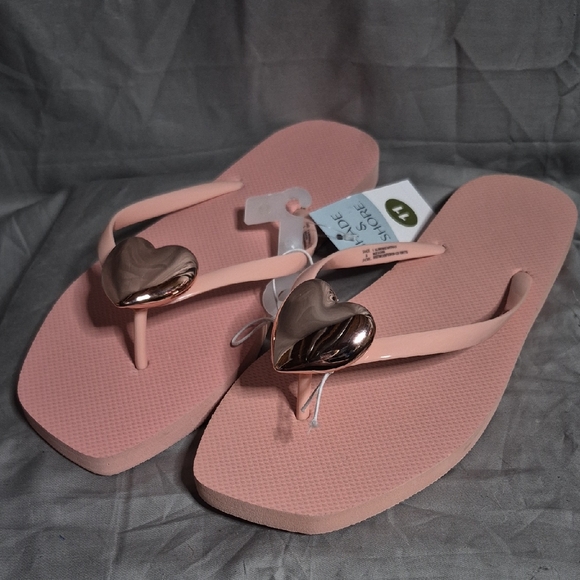 Shade & Shore Shoes - Shade & Shore Pink Sandals with Heart Accent